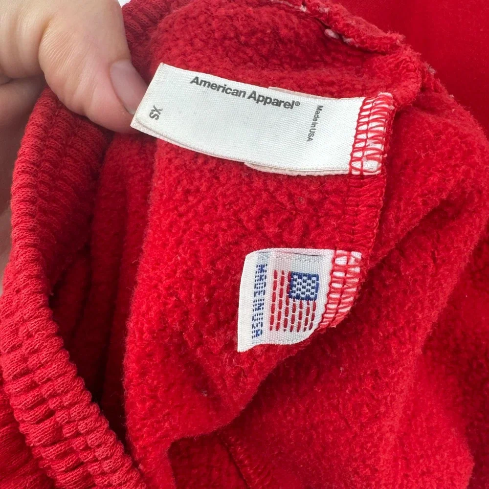 American Apparel Red Fleece Sweatpants XS Made in USA Drawstring Joggers